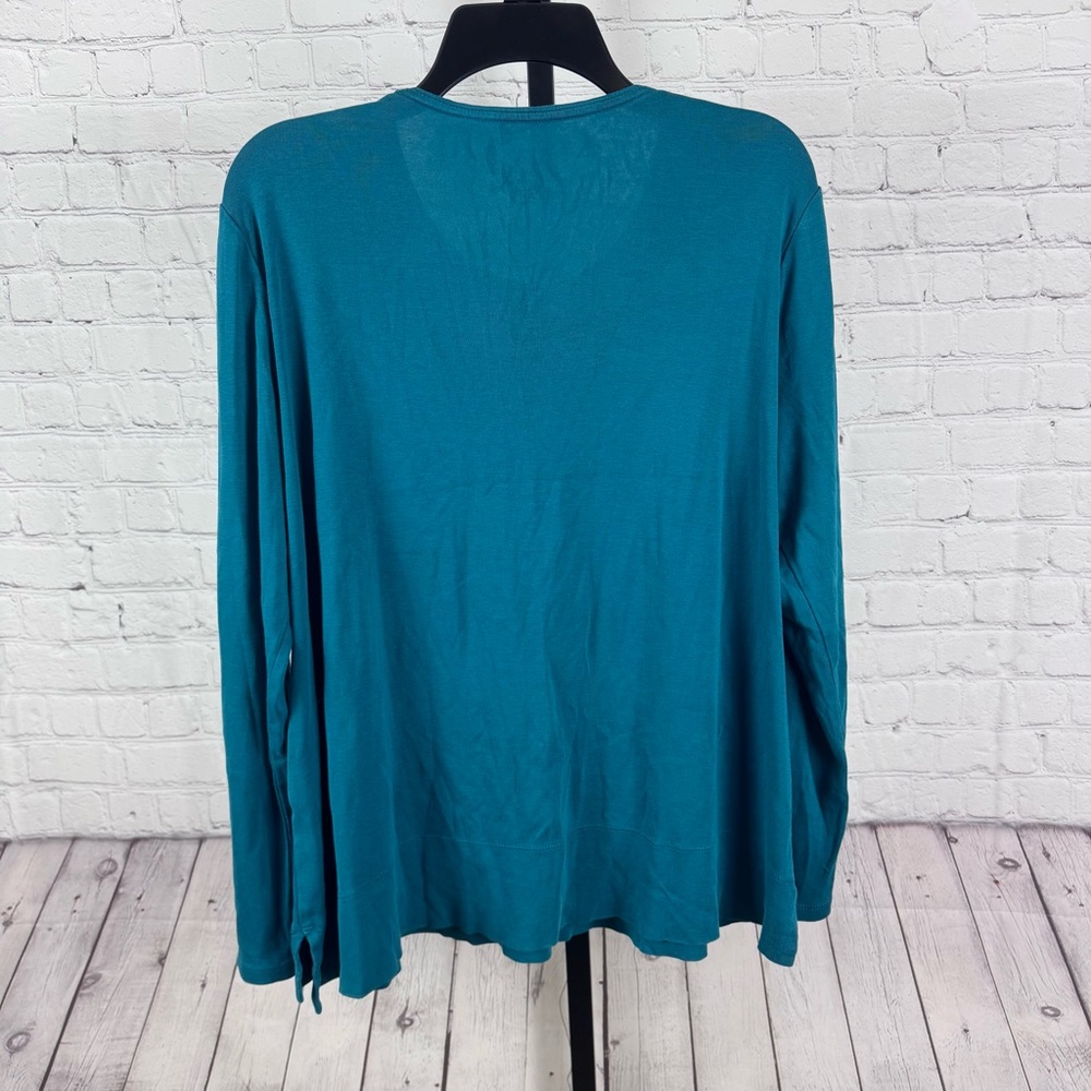 J. Jill Perfect Pima Teal Long Sleeve T-Shirt Size XL - Picture 6 of 6
